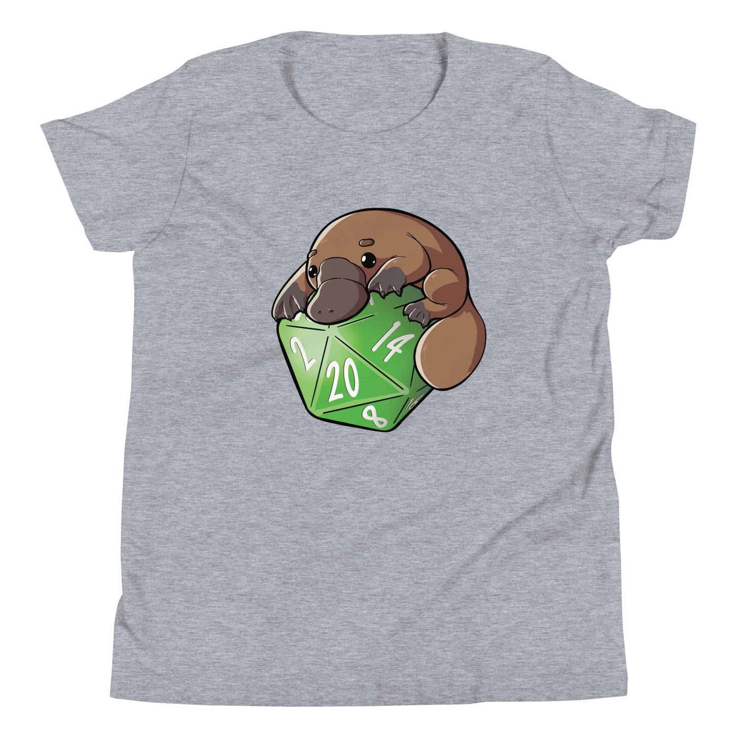 D20 Platypus Youth Short Sleeve T-Shirt  Level 1 Gamers Athletic Heather S 