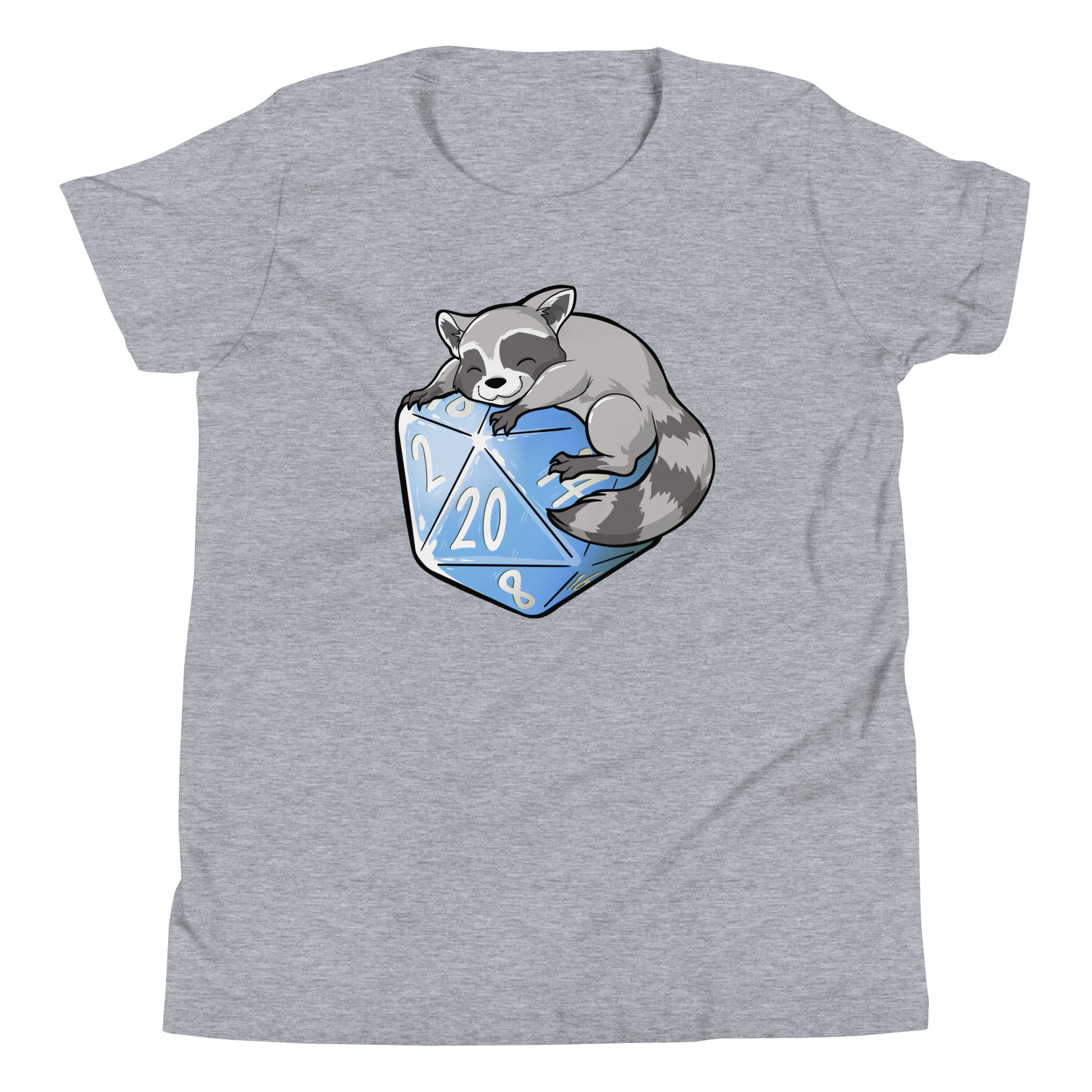 D20 Trash Panda Raccoon Youth Short Sleeve T-Shirt  Level 1 Gamers Athletic Heather S 