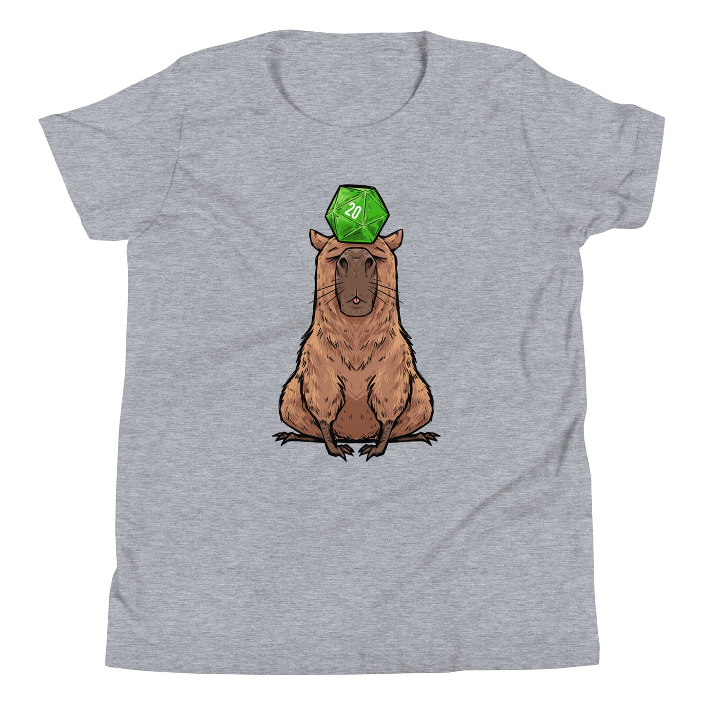 D20 Capybara Youth Short Sleeve T-Shirt  Level 1 Gamers Athletic Heather S 