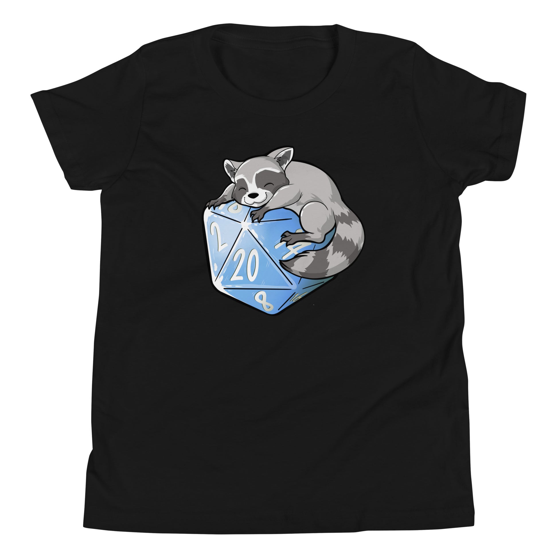 D20 Trash Panda Raccoon Youth Short Sleeve T-Shirt  Level 1 Gamers Black S 