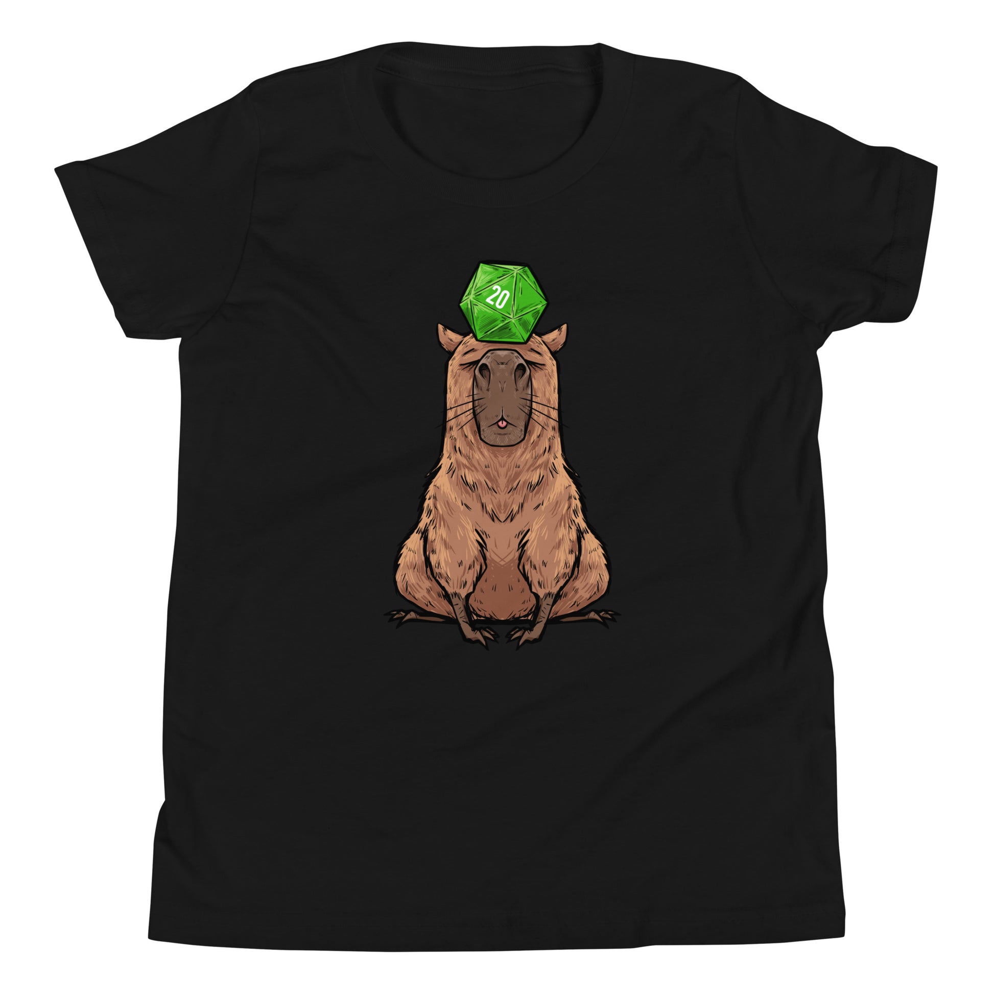 D20 Capybara Youth Short Sleeve T-Shirt  Level 1 Gamers Black S 