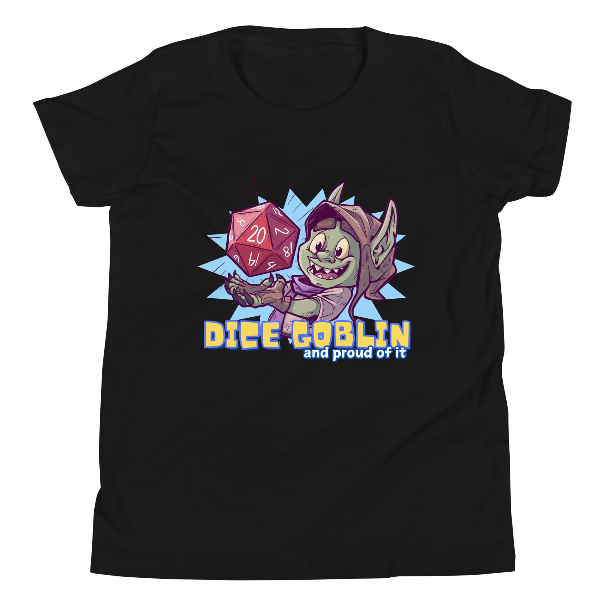 Dice Goblin Youth Short Sleeve T-Shirt Level 1 Gamers Black S