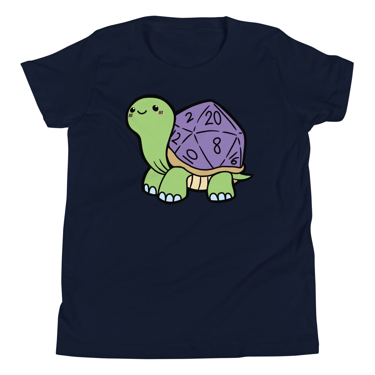 D20 Dice Turtle Youth Short Sleeve T-Shirt  Level 1 Gamers Navy S 