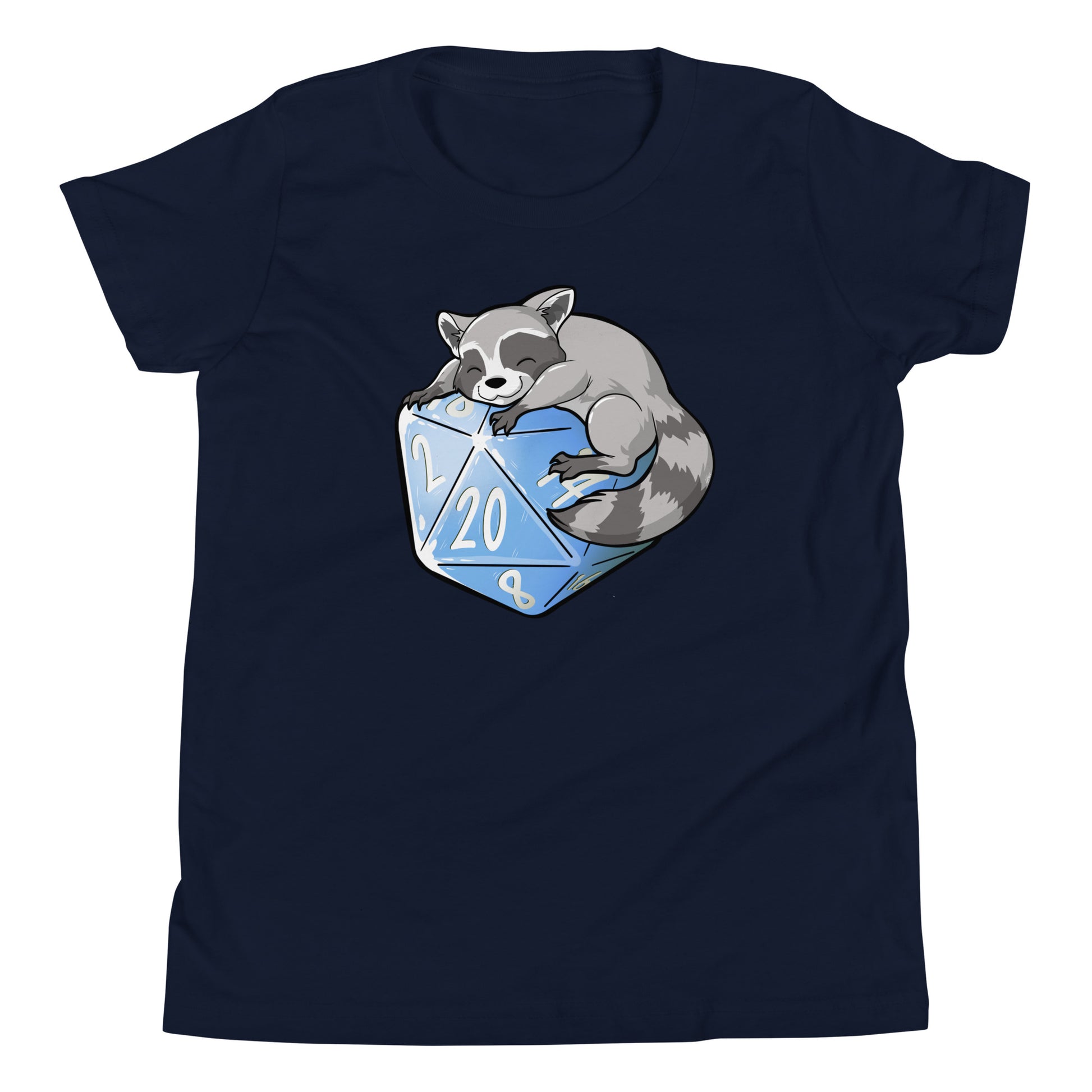 D20 Trash Panda Raccoon Youth Short Sleeve T-Shirt  Level 1 Gamers Navy S 