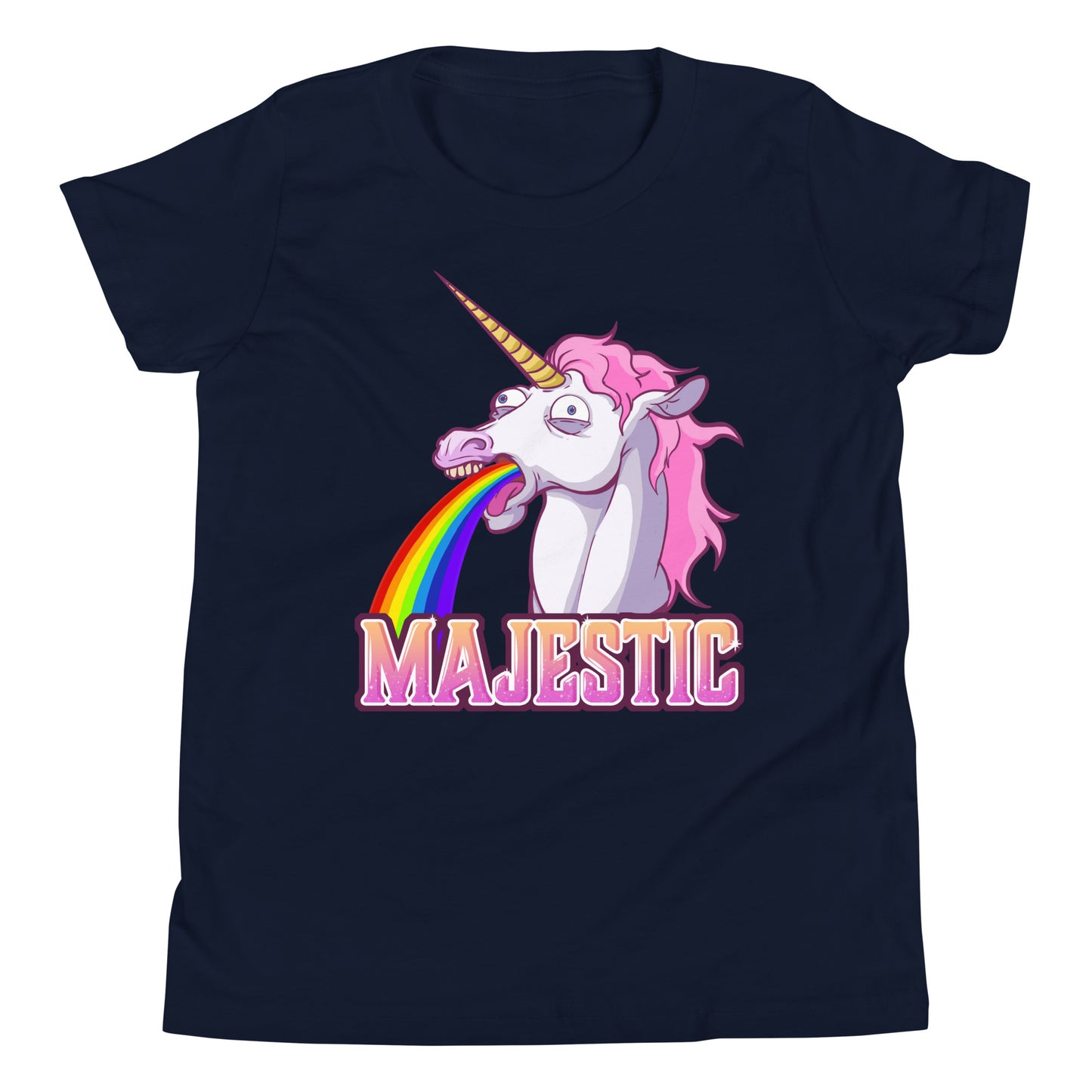 Majestic Unicorn Youth Short Sleeve T-Shirt  Level 1 Gamers Navy S 