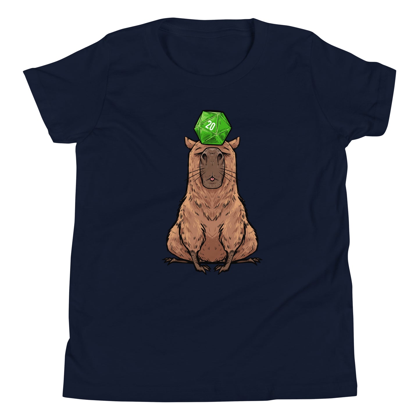 D20 Capybara Youth Short Sleeve T-Shirt  Level 1 Gamers Navy S 