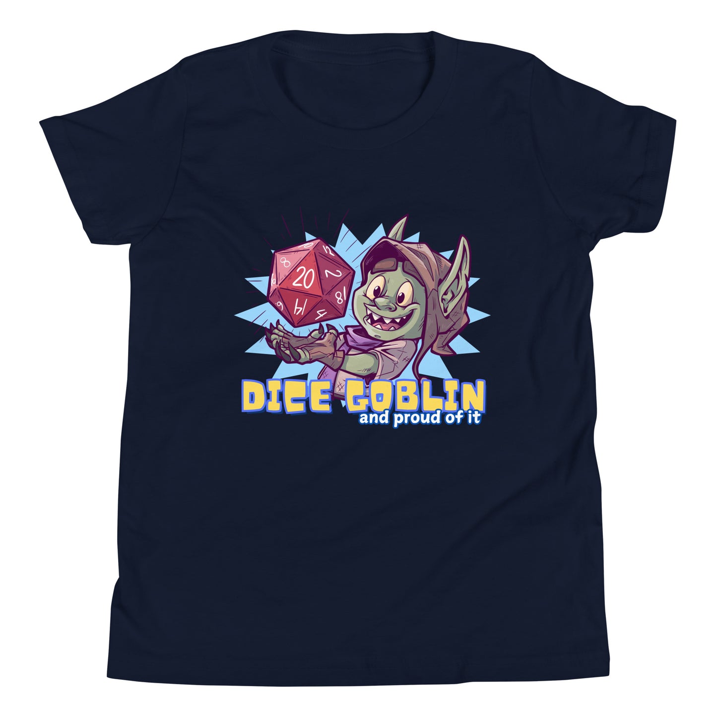 Dice Goblin Youth Short Sleeve T-Shirt Level 1 Gamers Navy S