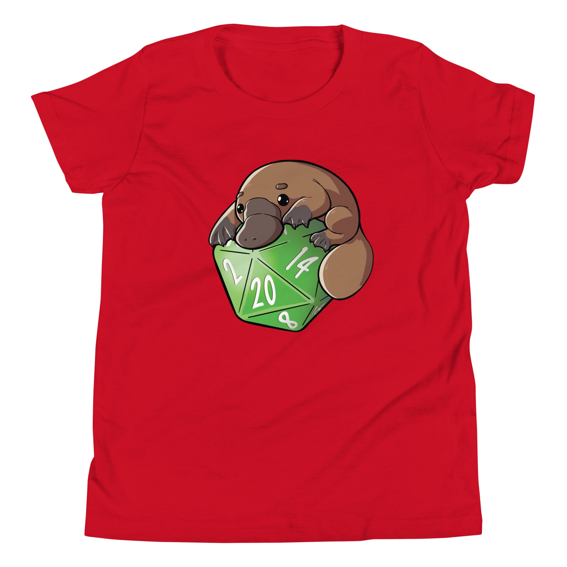 D20 Platypus Youth Short Sleeve T-Shirt  Level 1 Gamers Red S 