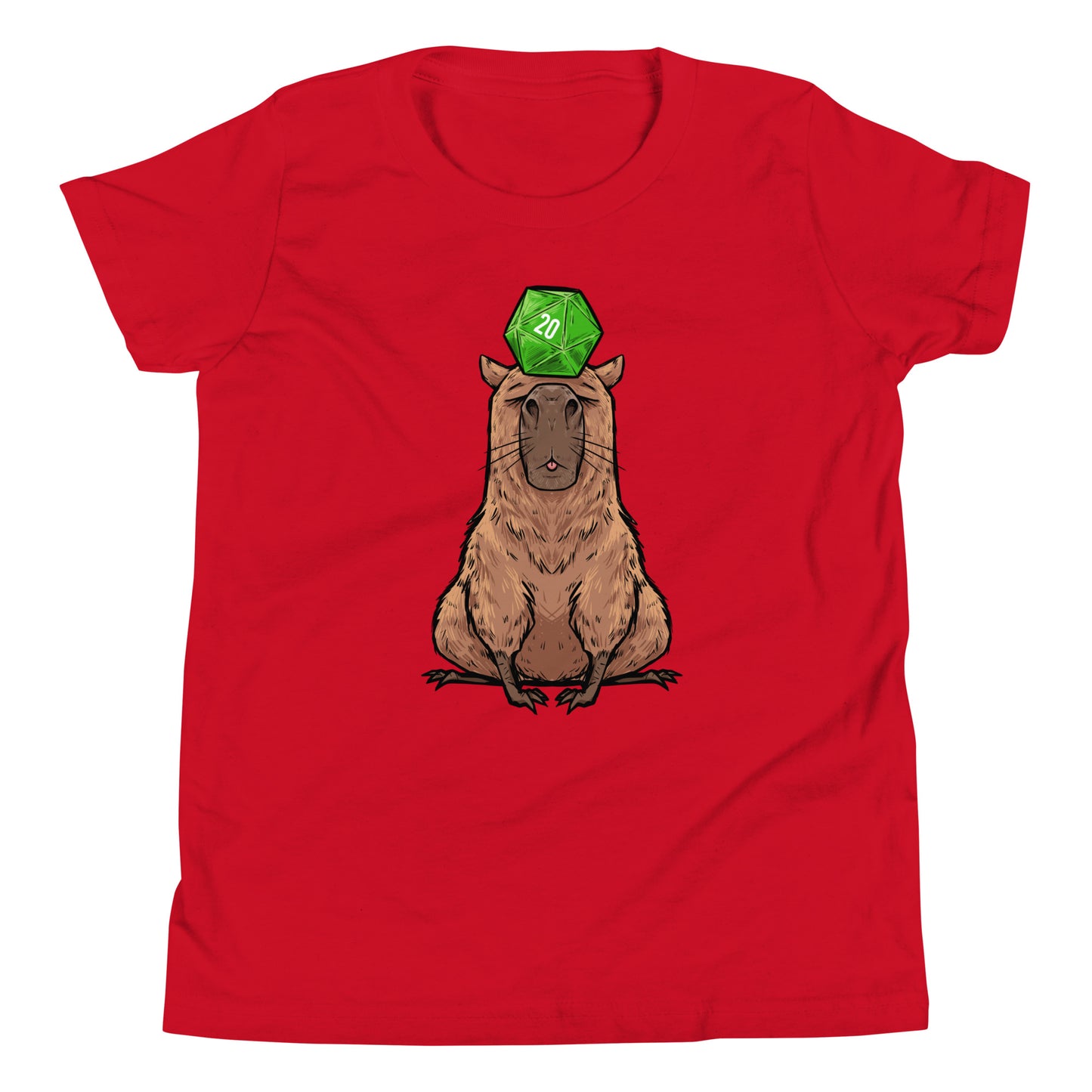 D20 Capybara Youth Short Sleeve T-Shirt  Level 1 Gamers Red S 