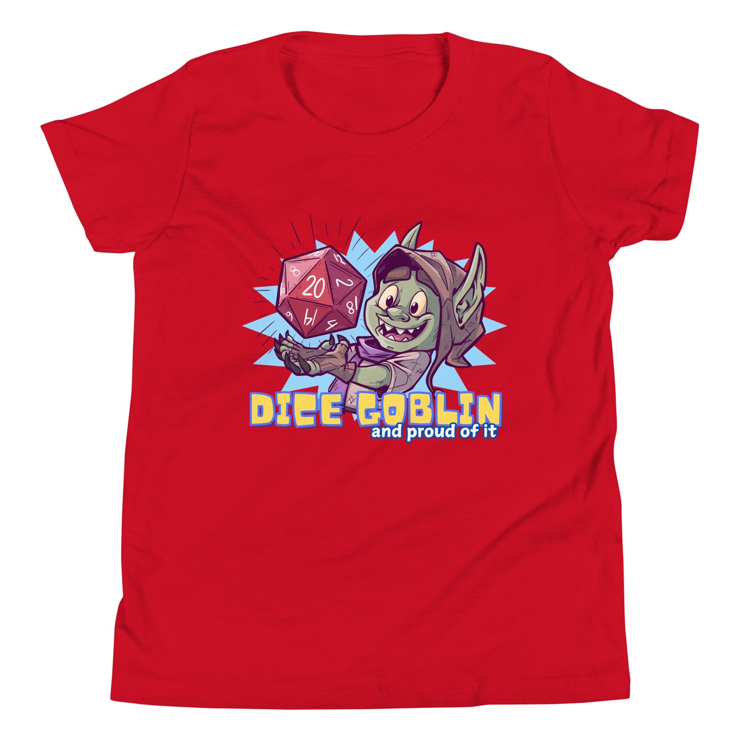 Dice Goblin Youth Short Sleeve T-Shirt Level 1 Gamers Red S