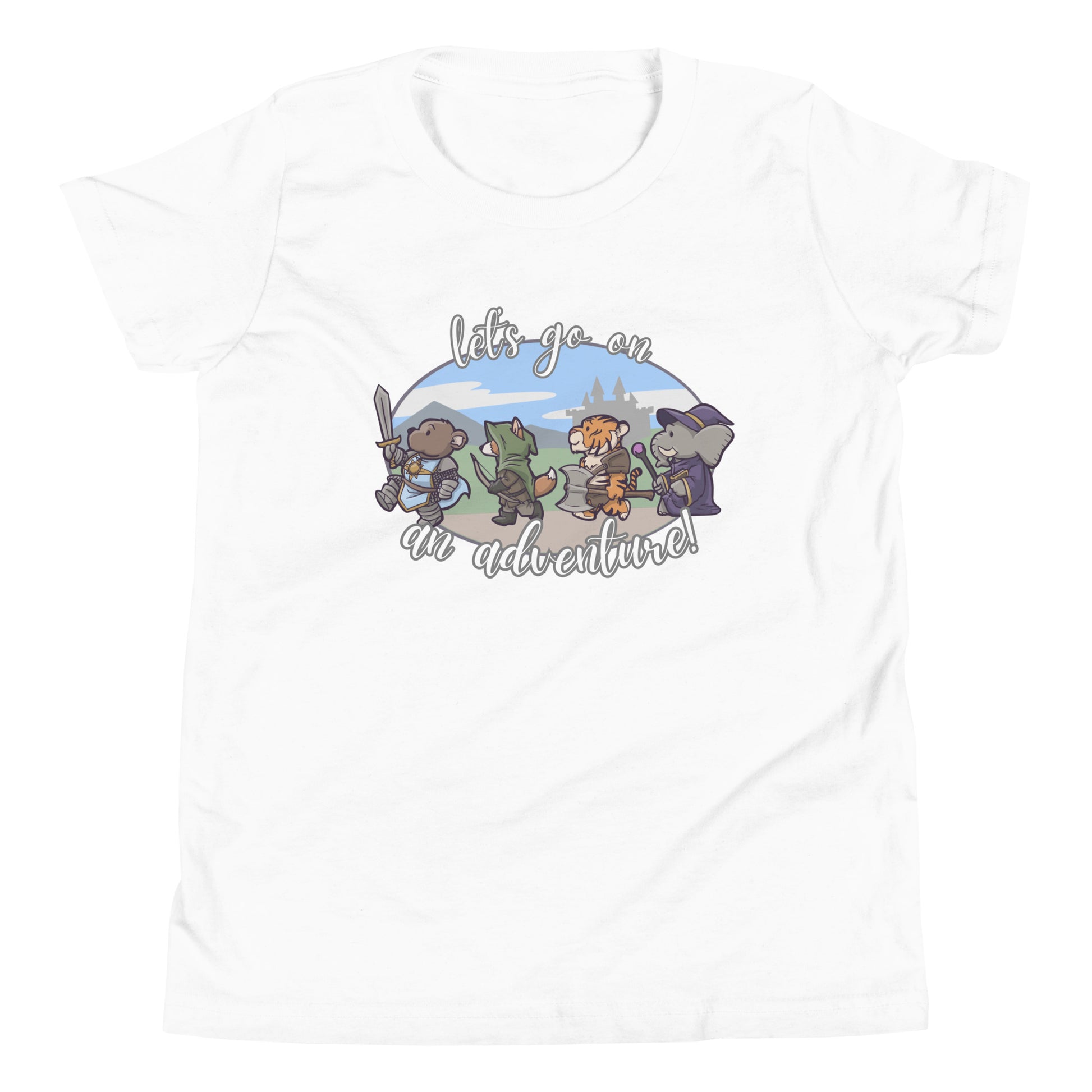 Let's Go On an Adventure Youth Short Sleeve T-Shirt  Level 1 Gamers White S 
