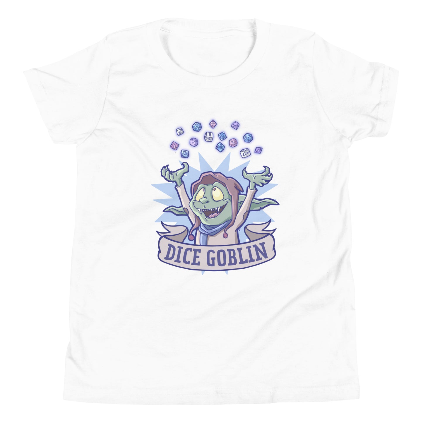 Dice Goblin Youth Short Sleeve T-Shirt  Level 1 Gamers White S 