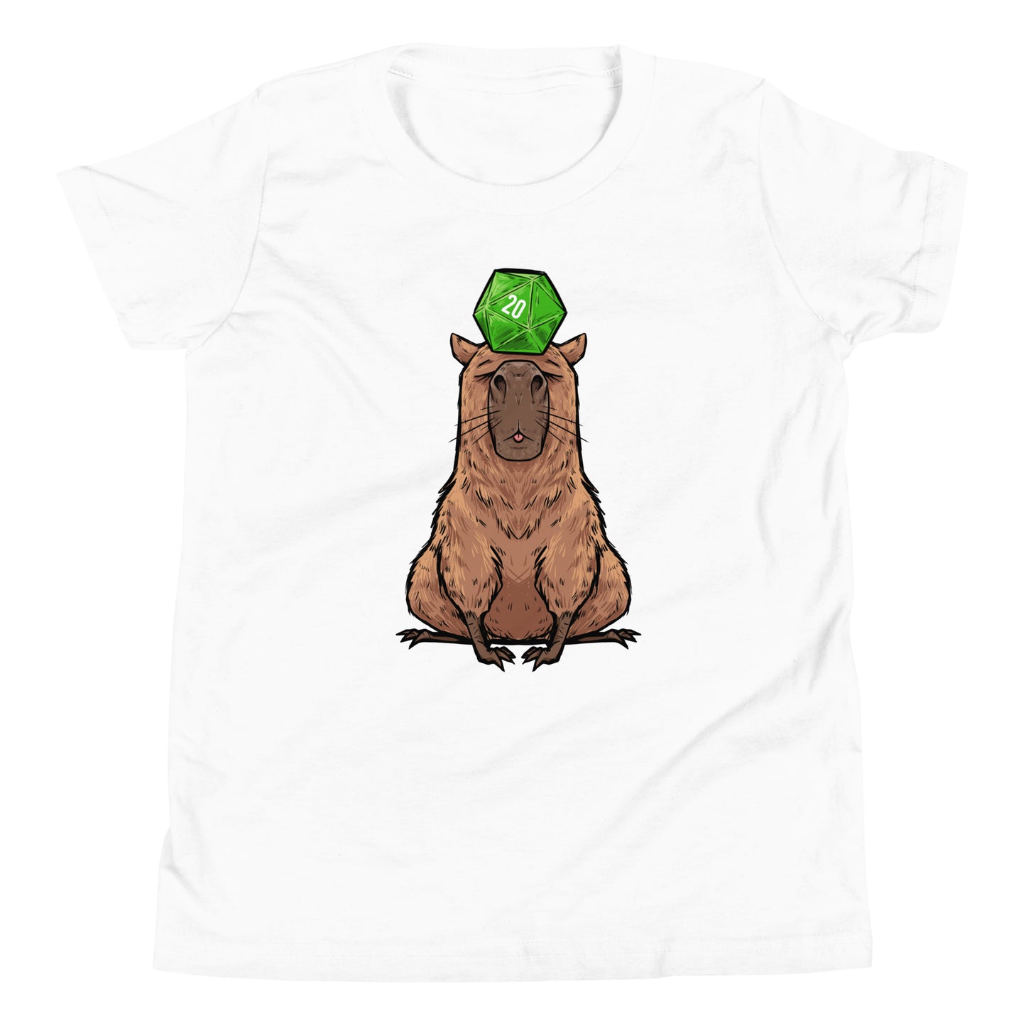 D20 Capybara Youth Short Sleeve T-Shirt  Level 1 Gamers White S 