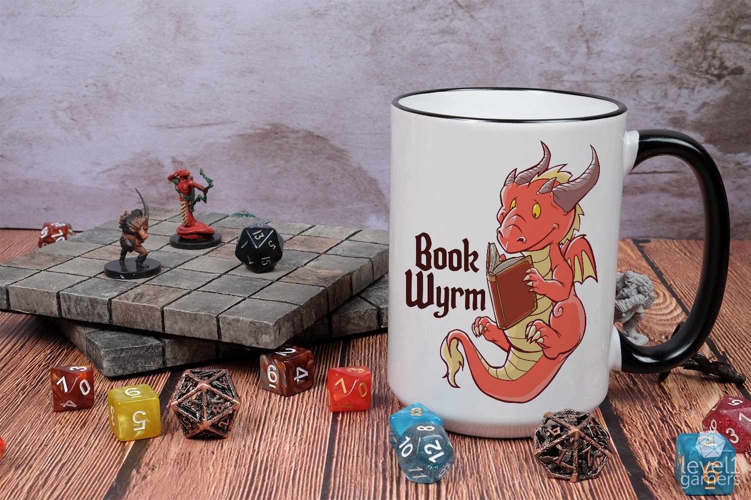 Book Wyrm Mug  Level 1 Gamers   