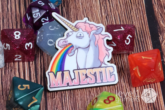 Majestic Unicorn Hardboard Pin  Level 1 Gamers   