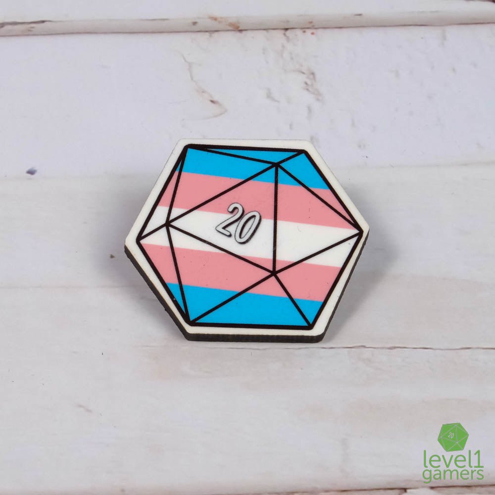 Pride D20 Pins  Level 1 Gamers Trans  