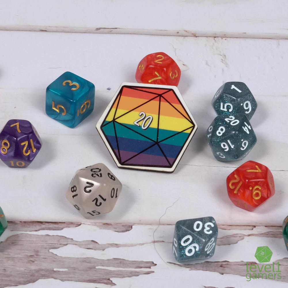 Pride D20 Pins  Level 1 Gamers Rainbow  