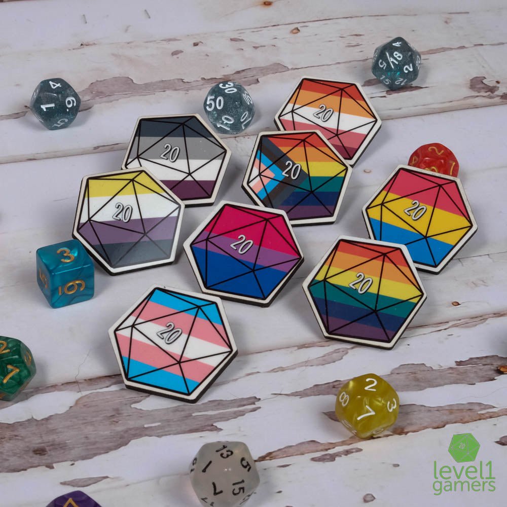 Pride D20 Pins  Level 1 Gamers   