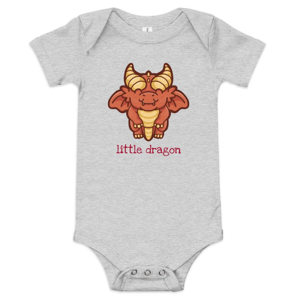 Little Dragon Baby short sleeve one piece  Level 1 Gamers Athletic Heather 3-6m 