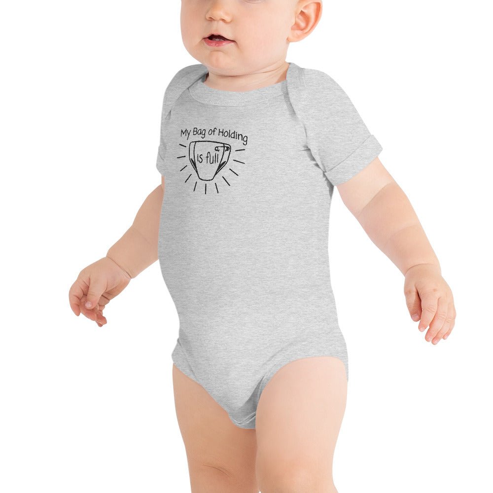 Bag of Holding Embroidered Baby short sleeve one piece  Level 1 Gamers Athletic Heather 3-6m 