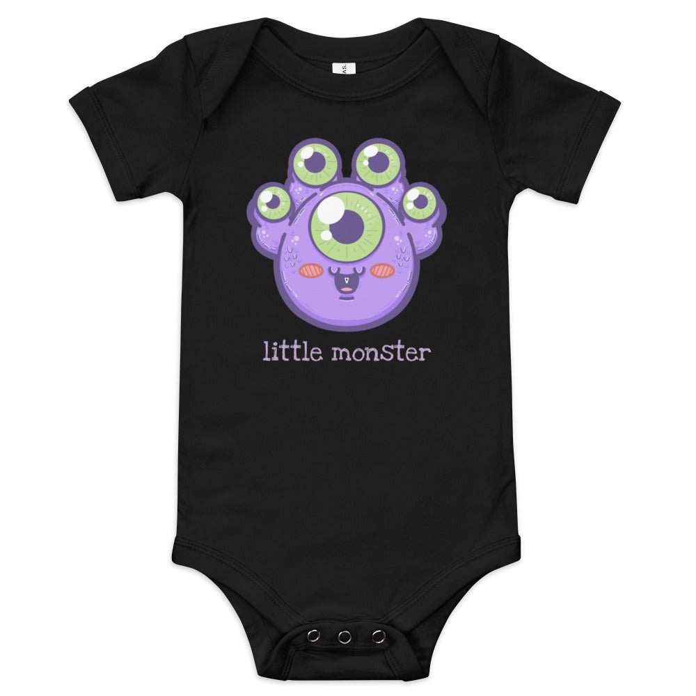 Little Monster Baby short sleeve one piece  Level 1 Gamers Black 3-6m 