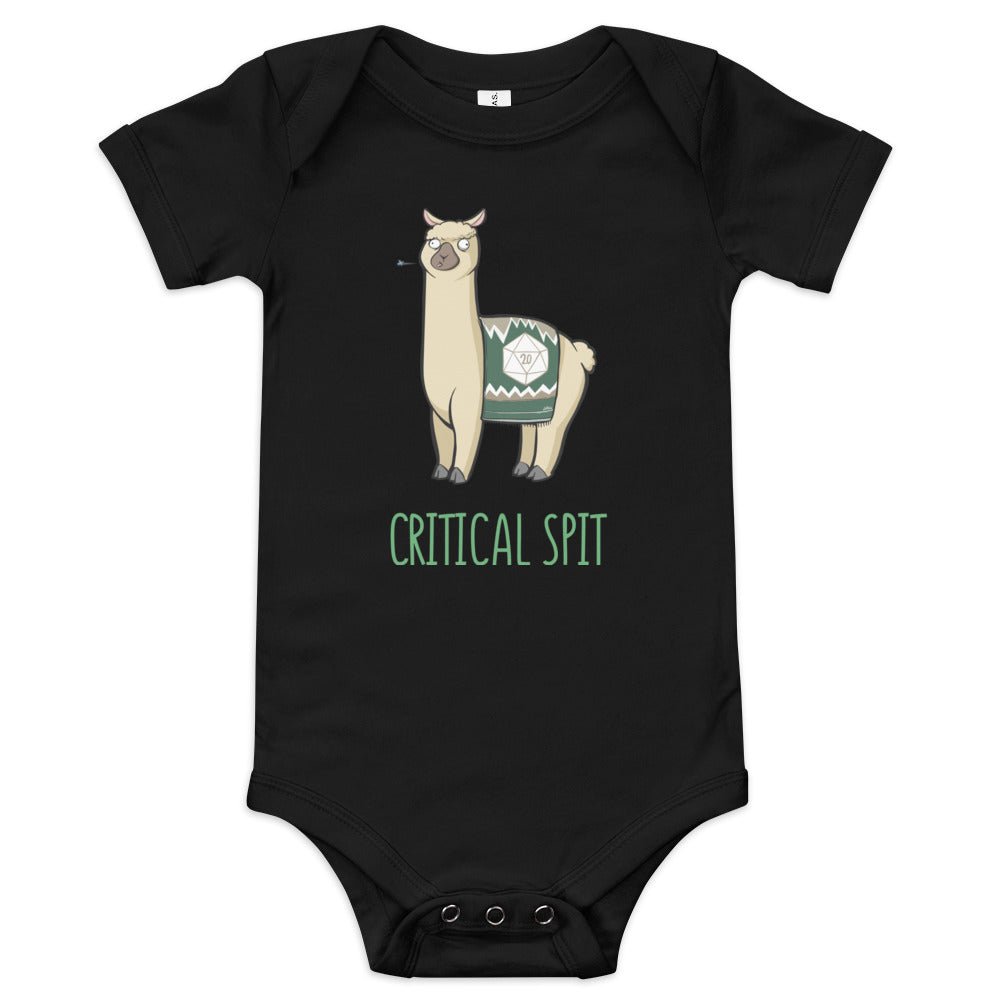 Critical Spit Llama Baby short sleeve one piece  Level 1 Gamers Black 3-6m 