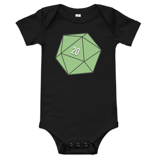 Green D20 Baby short sleeve one piece  Level 1 Gamers Black 3-6m 