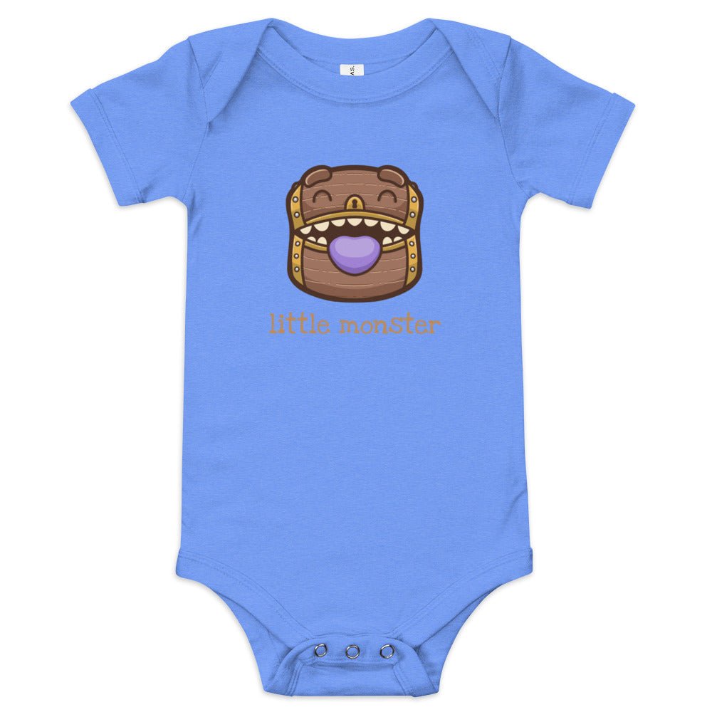 Little Monster Mimic Baby short sleeve one piece  Level 1 Gamers Heather Columbia Blue 3-6m 