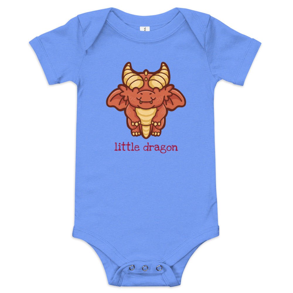 Little Dragon Baby short sleeve one piece  Level 1 Gamers Heather Columbia Blue 3-6m 