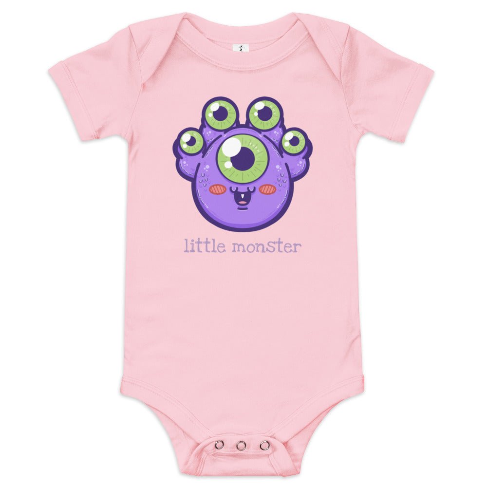 Little Monster Baby short sleeve one piece  Level 1 Gamers Pink 3-6m 