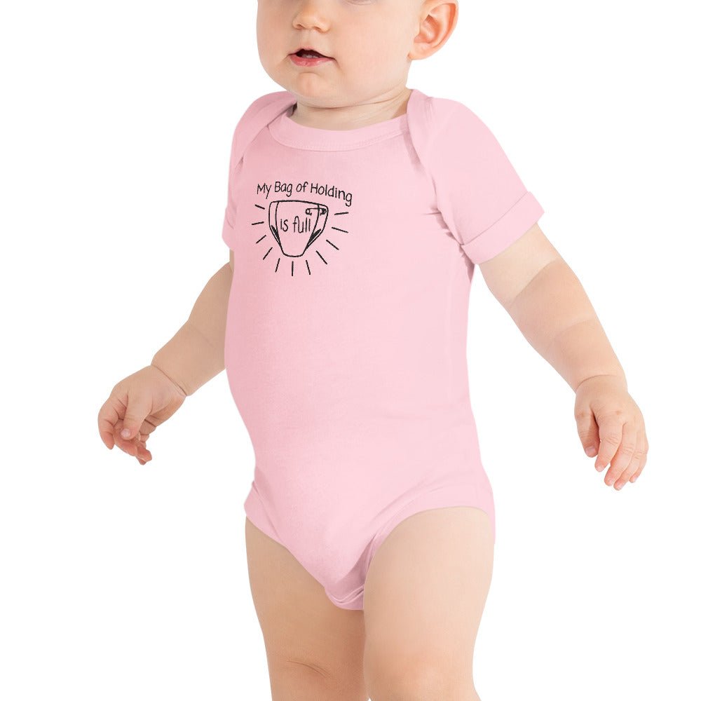 Bag of Holding Embroidered Baby short sleeve one piece  Level 1 Gamers Pink 3-6m 