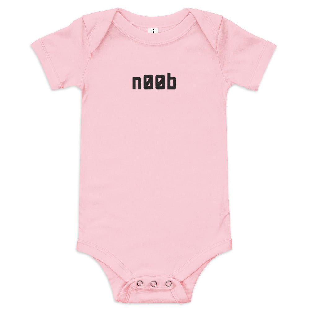 Noob EMBROIDERED Baby short sleeve one piece  Level 1 Gamers Pink 3-6m 