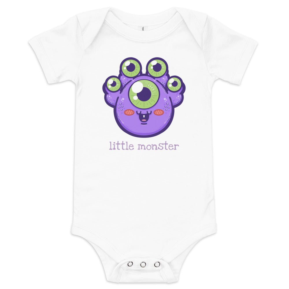 Little Monster Baby short sleeve one piece  Level 1 Gamers White 3-6m 