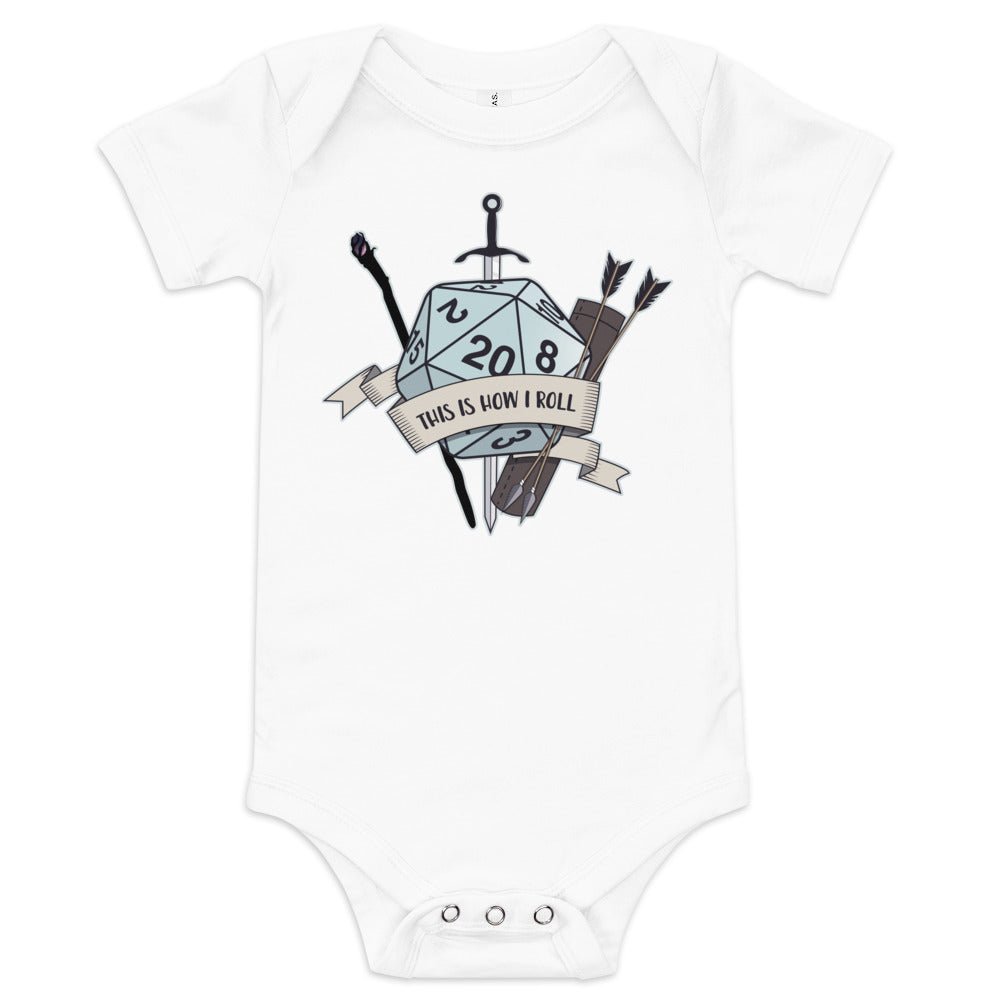How I Roll Baby short sleeve one piece  Level 1 Gamers White 3-6m 