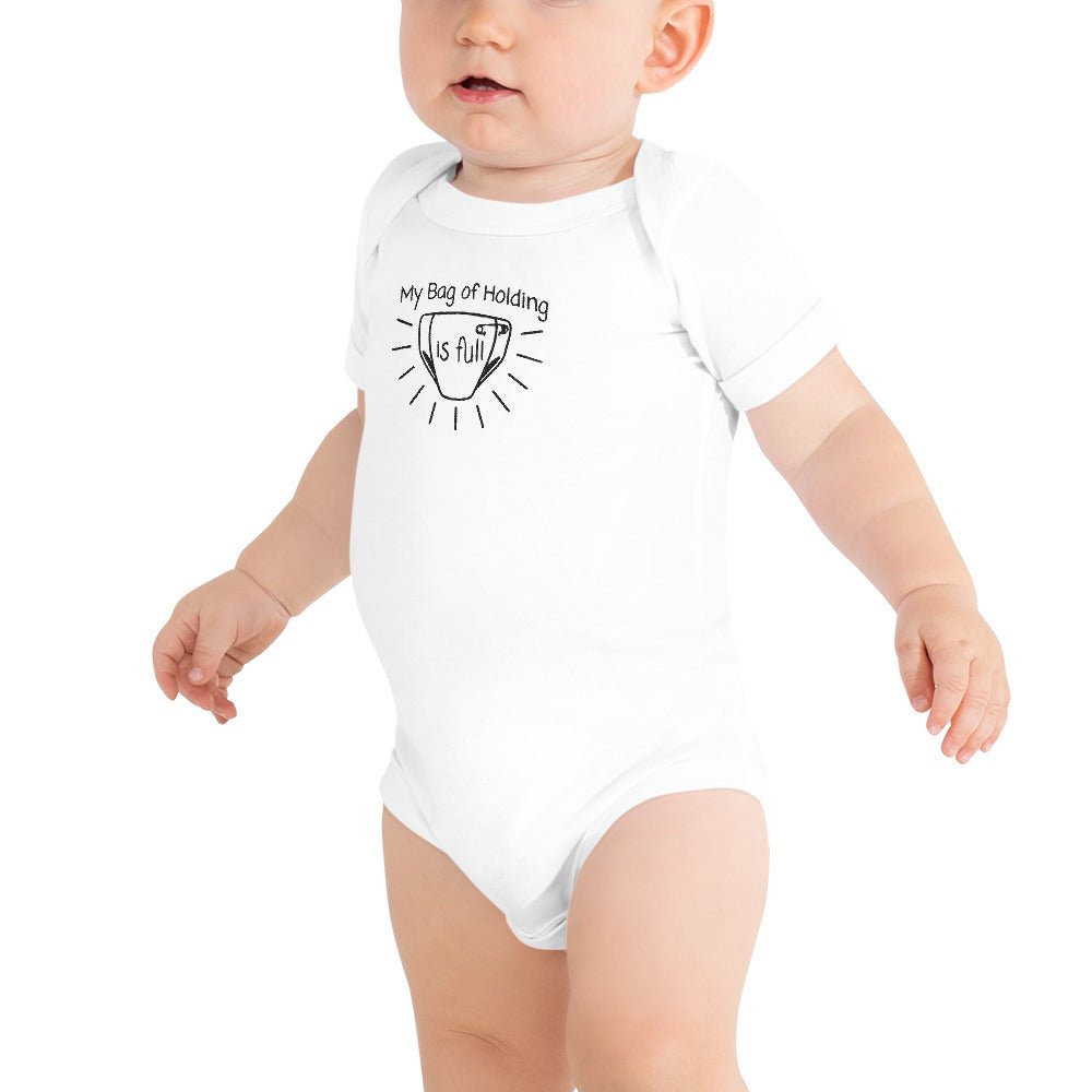 Bag of Holding Embroidered Baby short sleeve one piece  Level 1 Gamers White 3-6m 