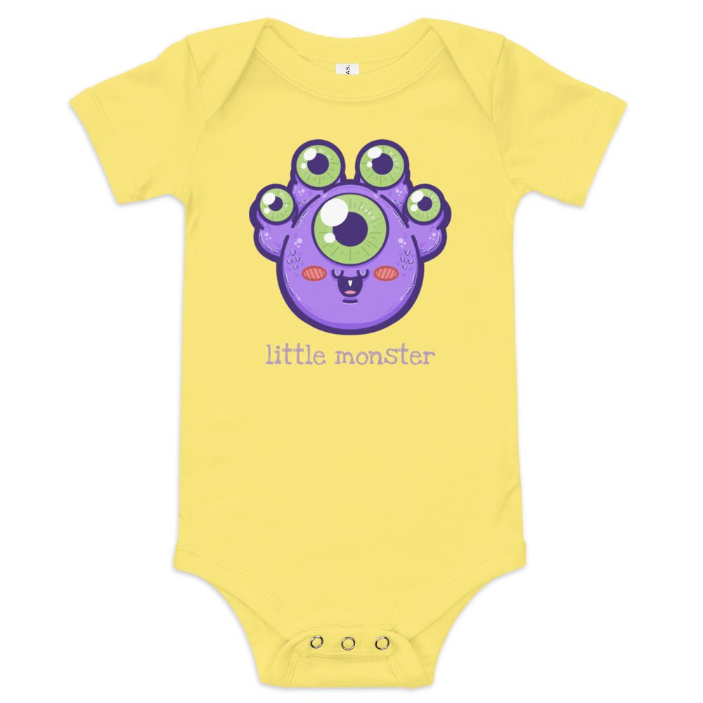 Little Monster Baby short sleeve one piece  Level 1 Gamers Yellow 3-6m 