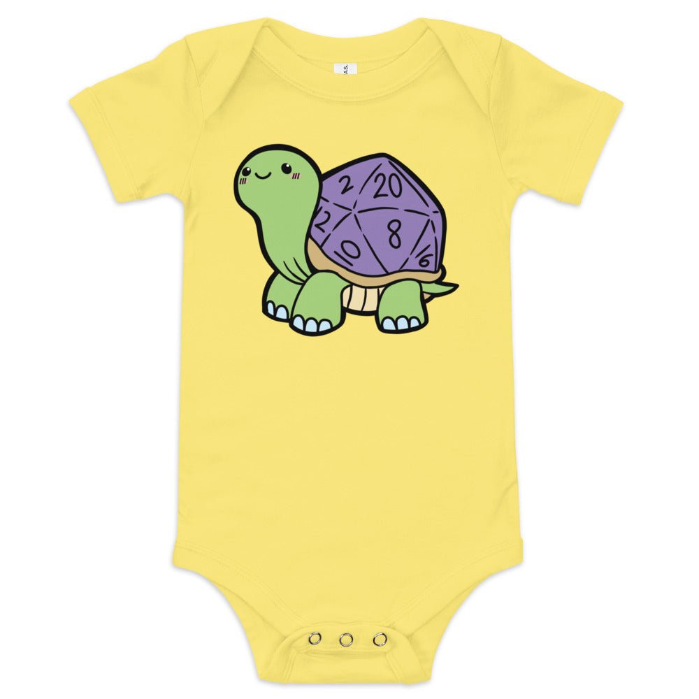 D20 Turtle Baby short sleeve one piece  Level 1 Gamers Yellow 3-6m 