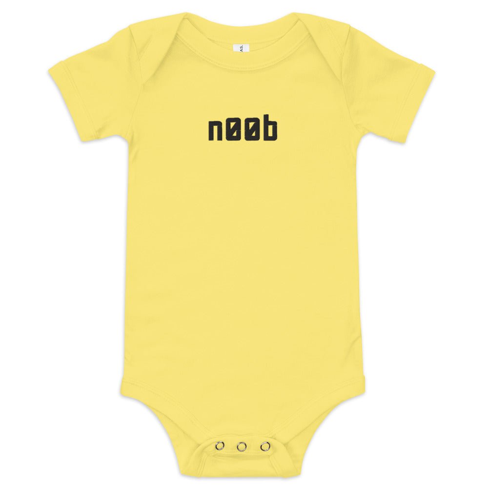 Noob EMBROIDERED Baby short sleeve one piece  Level 1 Gamers Yellow 3-6m 