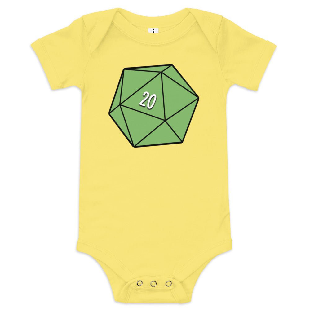 Green D20 Baby short sleeve one piece  Level 1 Gamers Yellow 3-6m 