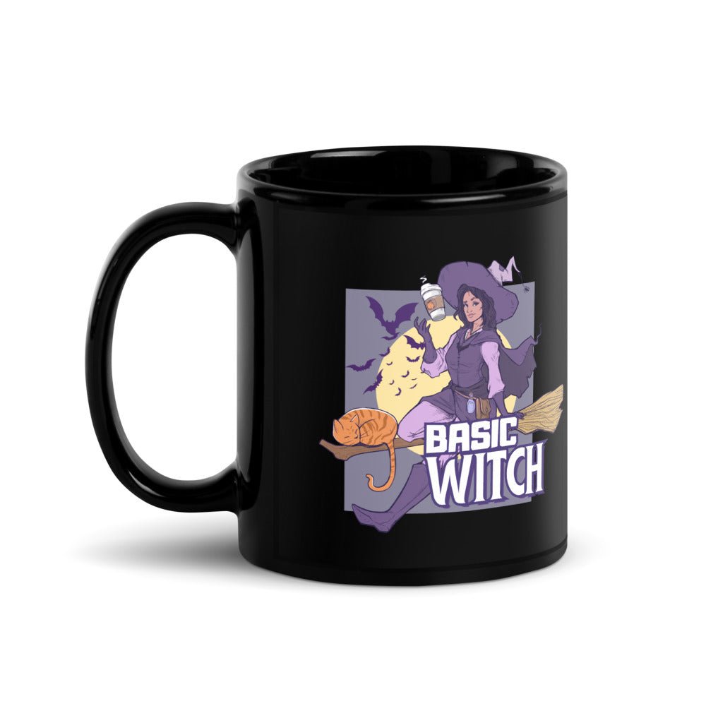 Basic Witch Black Glossy Mug  Level 1 Gamers Black 11oz 