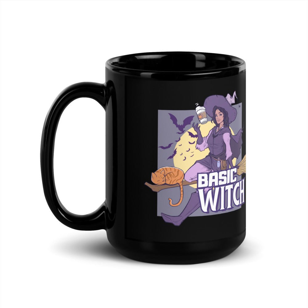 Basic Witch Black Glossy Mug  Level 1 Gamers Black 15oz 