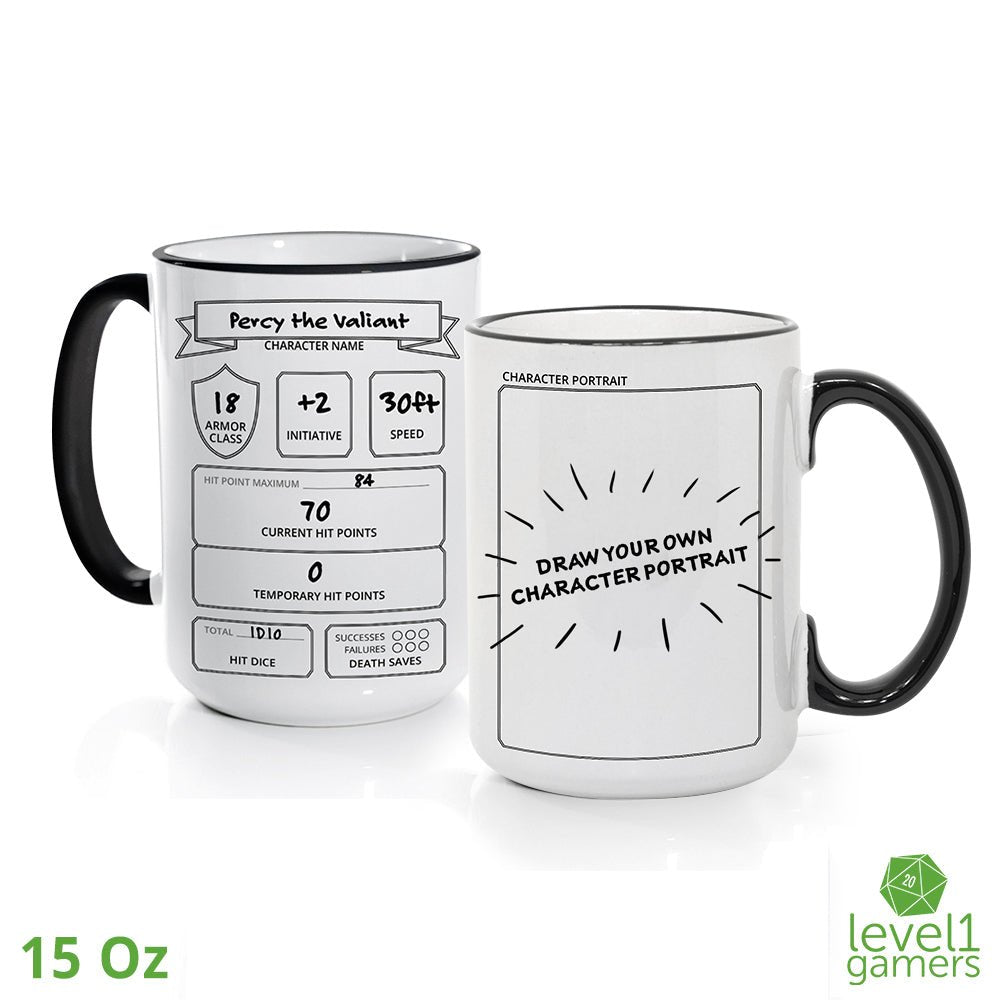 Character Sheet Mug Mugs Level 1 Gamers   