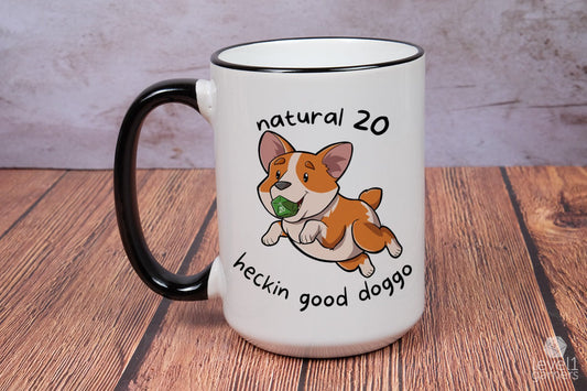 D20 Corgi Mug Mugs Level 1 Gamers   