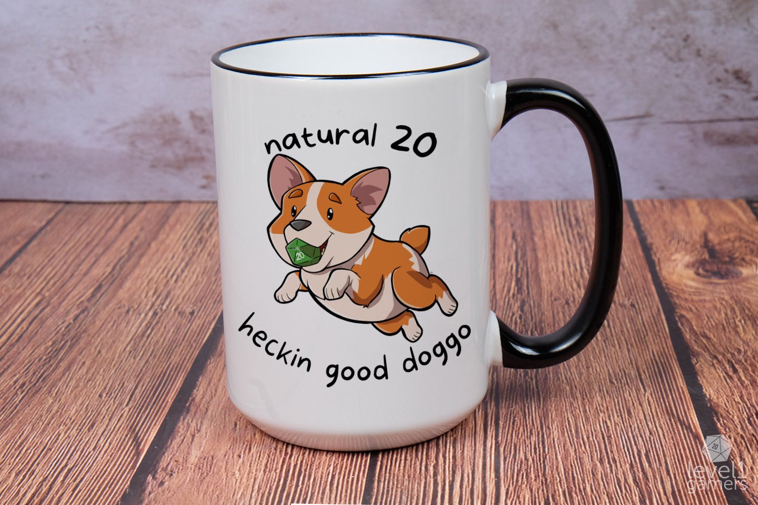 D20 Corgi Mug Mugs Level 1 Gamers   