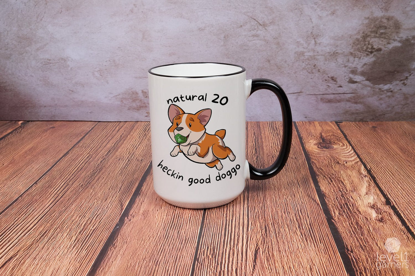 D20 Corgi Mug Mugs Level 1 Gamers   