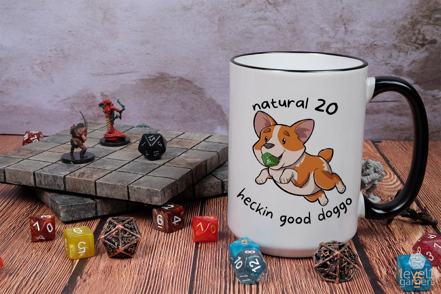 D20 Corgi Mug Mugs Level 1 Gamers   