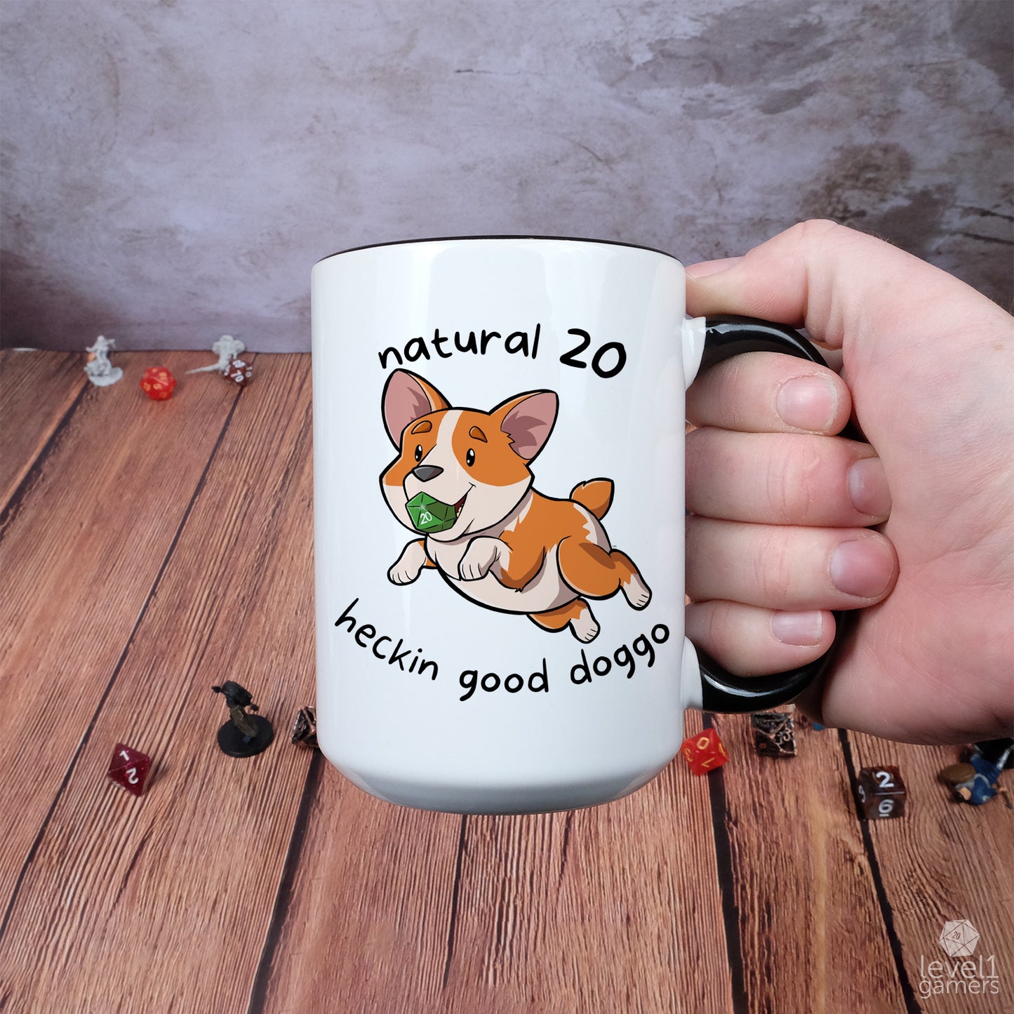 D20 Corgi Mug Mugs Level 1 Gamers   