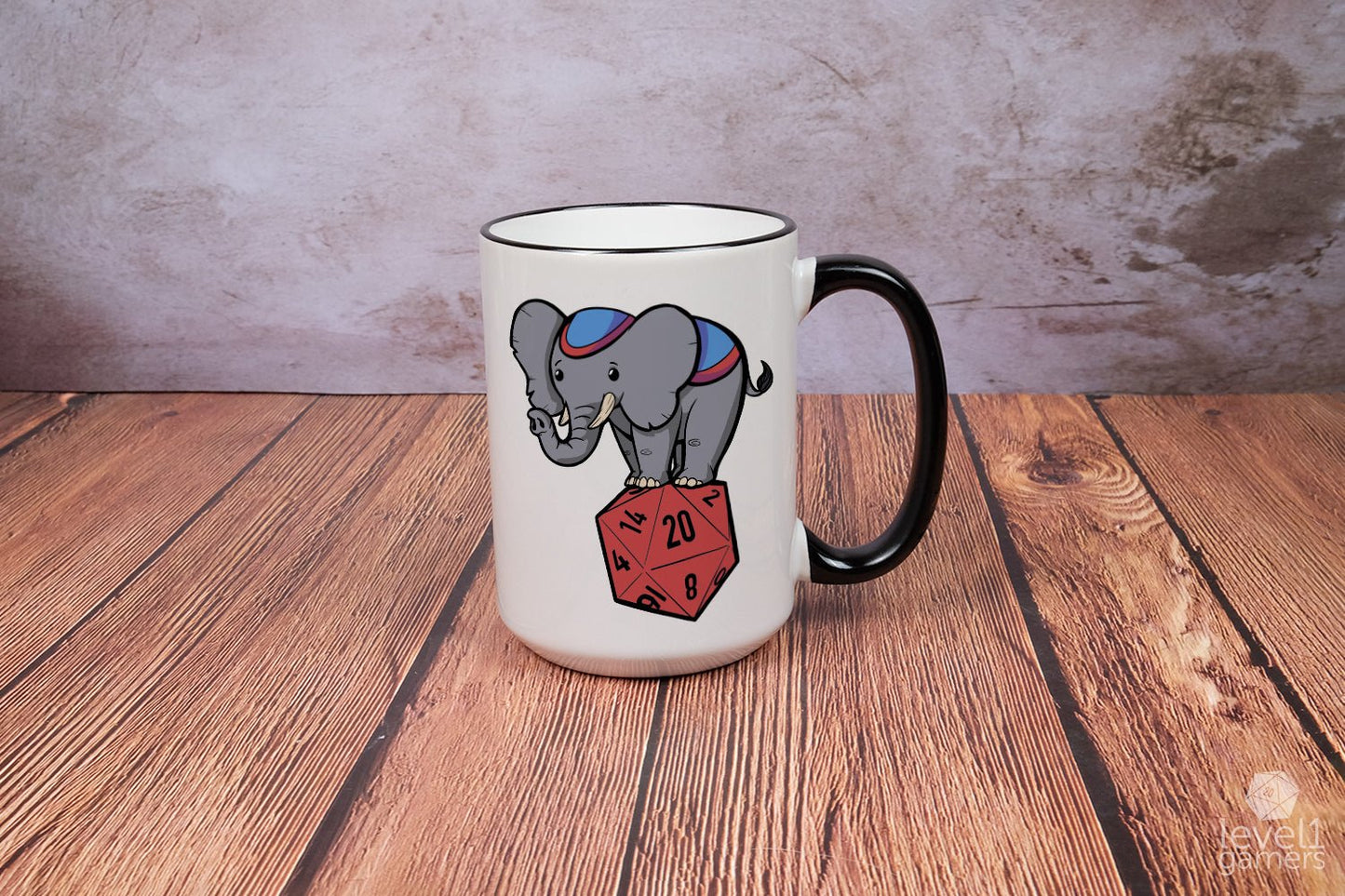 D20 Elephant Mug Mugs Level 1 Gamers   