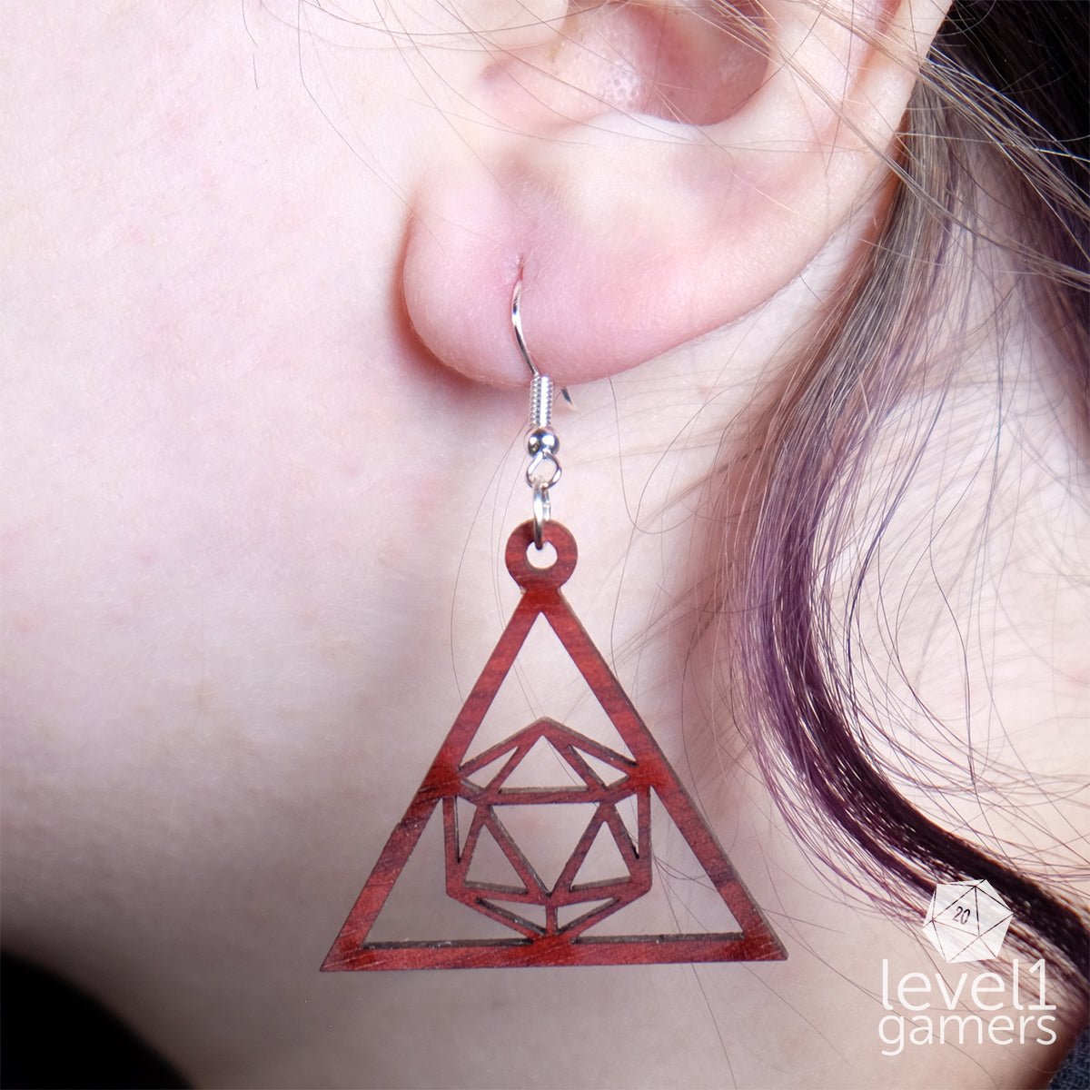 D20 Triangle Earrings  Level 1 Gamers   