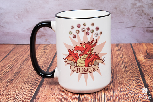 Dice Dragon Mug  Level 1 Gamers   